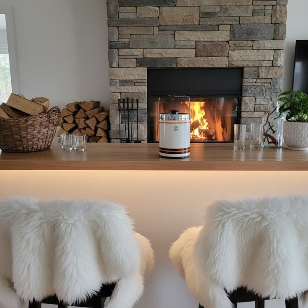 Mid Century Modern White Ice Bucket with Tongs